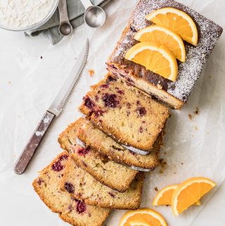 orange loaf with raspberries and blackberries