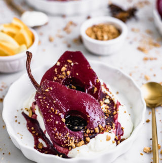 Red Wine Poached Pears